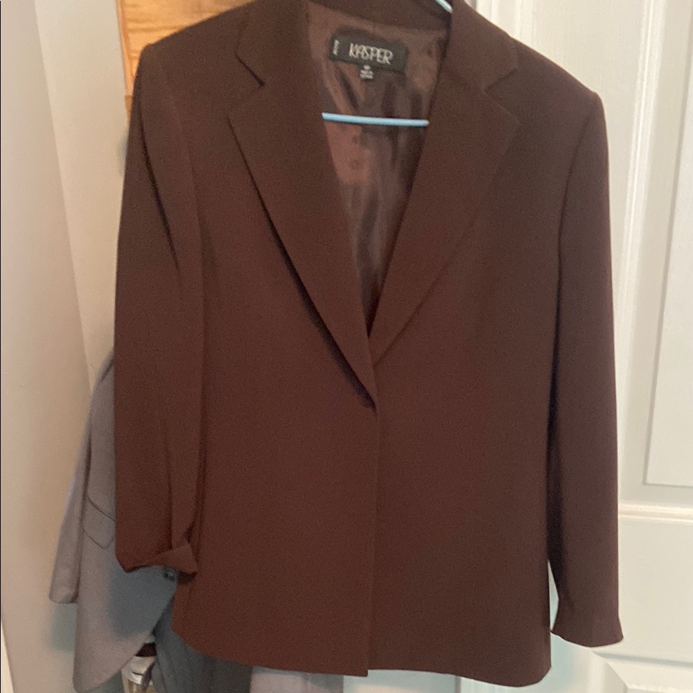 Kasper Brown Blazer Tailored Professional Suit Jacket 6P